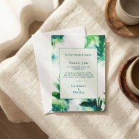 Tropical Greenery Botanical Wedding Dank u kaart