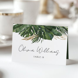 Tropical Greenery Botanical Wedding Place Card Kaart