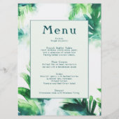 Tropical Greenery Botanische viering blad Menu (Voorkant)