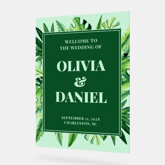 Tropical Greenery Entry Sign-weergave Acryl Bord (Hoek)