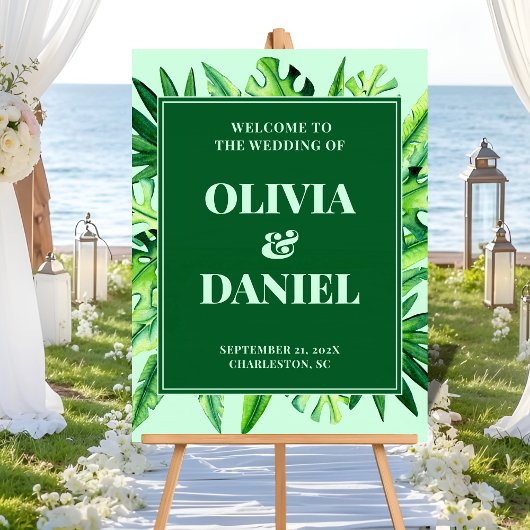 Tropical Greenery Entry Sign-weergave Acryl Bord