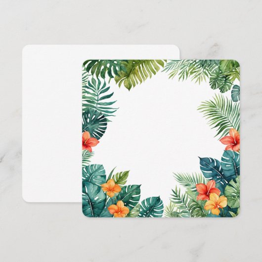 Tropical Greenery Frame PNG Botanical Background Kaart (Voorkant / Achterkant)
