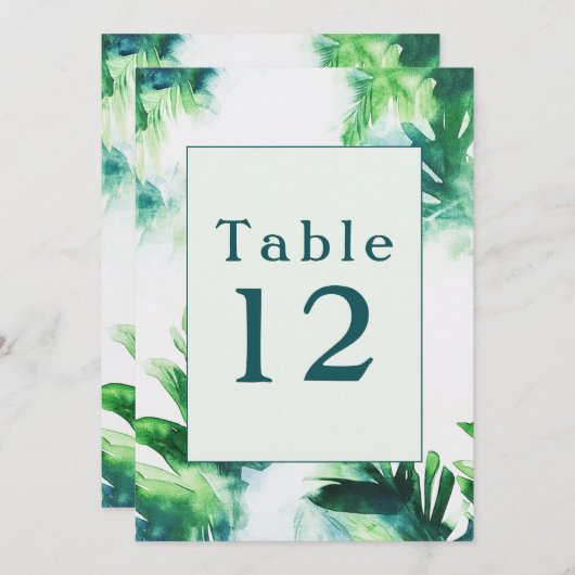 Tropical Greenery fun Tafelnummer Kaarten (Voorkant / Achterkant)