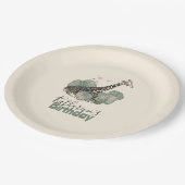 Tropical Greenery Giraffe Animal Birthday Party Papieren Bordje (Gekanteld)