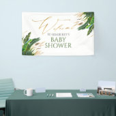 Tropical Greenery Gold Leaves Baby shower Welkom Spandoek (Beurs)