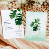 Tropical Greenery Leaves Modern Baby Shower Kaart