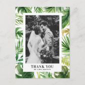 Tropical Greenery Lijst Foto bruiloft Dank u Briefkaart (Voorkant)