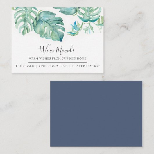 Tropical Greenery New Home Verhuisaankondiging Informatiekaartje (Voorkant / Achterkant)