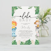 Tropical Greenery Safari Baby shower Kaart (Staand voorkant)