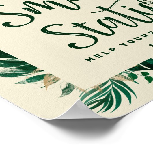 Tropical Greenery S'mores Station Wedding Sign Poster (Hoek)