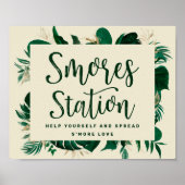 Tropical Greenery S'mores Station Wedding Sign Poster (Voorkant)