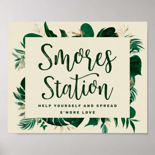Tropical Greenery S'mores Station Wedding Sign Poster (Voorkant)