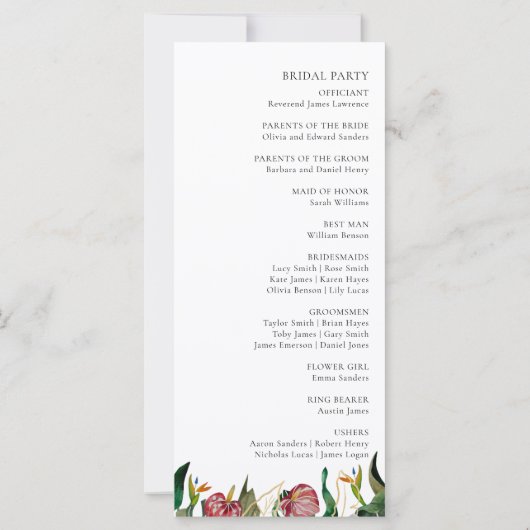 Tropical Greenery Waterverf huwelijksprogramma (Achterkant)