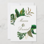 Tropical Greenery Waterverf huwelijksuitnodiging Kaart (Achterkant)