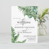 Tropical Greenery Waterverf QR Code Wedding Kaart (Staand voorkant)
