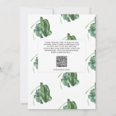 Tropical Greenery Waterverf QR Code Wedding Kaart (Achterkant)
