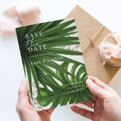 Tropical Greenery Wedding Save the Date Kaart