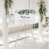 Tropical Greenery White Floral Wedding Welcome  Poster