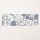 Tropical Grey Foliage Floral White Pattern Yogamat (Achterkant (horizontaal))
