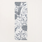 Tropical Grey Foliage Floral White Pattern Yogamat (Achterkant)