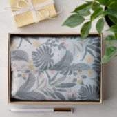 Tropical Grey Gold Foliage Floral Pattern Tissuepapier (Geschenk)