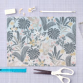 Tropical Grey Gold Foliage Floral Pattern Tissuepapier (Craft)