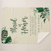 Tropical Groen & Goud Bladgroen Maid van Eer Quote Sherpa Deken (Voorkant (horizontaal))
