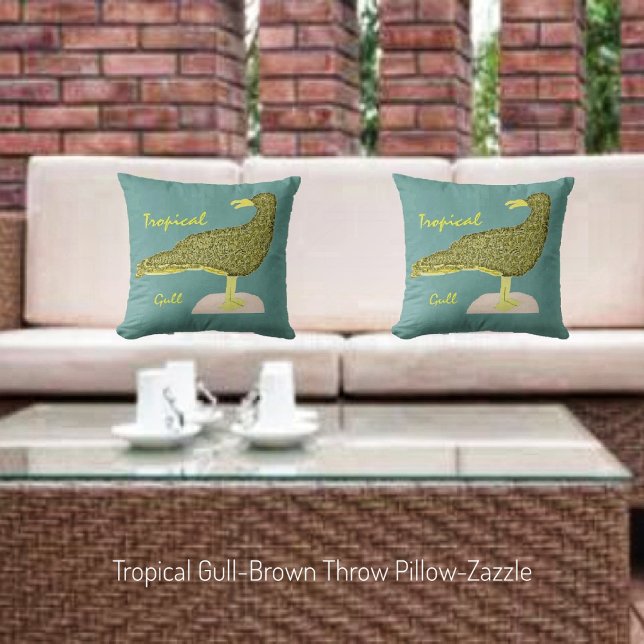 Tropical Gull-Brown Kussen (Creator heeft geüpload)