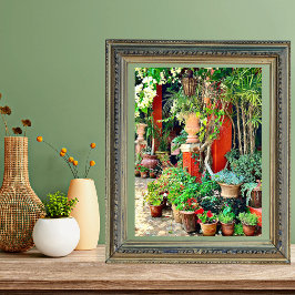 Tropical Hacienda Flowers Mexican Garden Poster