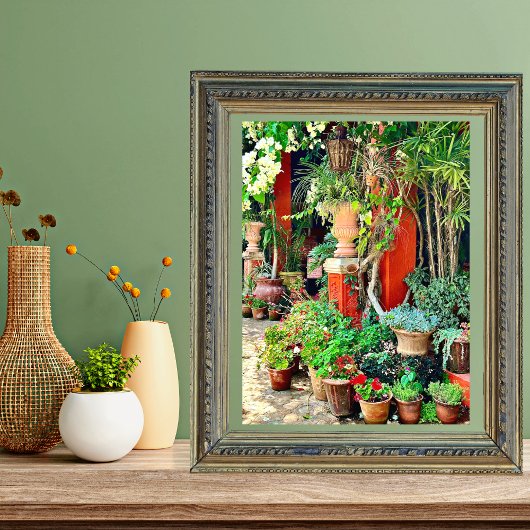 Tropical Hacienda Flowers Mexican Garden Poster