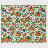 Tropical Halloween Pumpkins Cadeaupapier (Vlak)