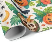 Tropical Halloween Pumpkins Cadeaupapier (Rol Hoek)