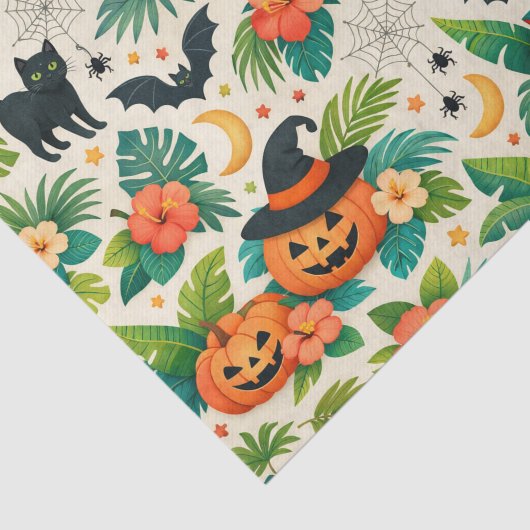 Tropical Halloween Pumpkins Tissuepapier (Detail)