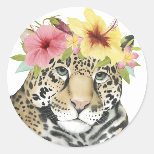 Tropical Halo | Sweet Cheetah Ronde Sticker (Voorkant)