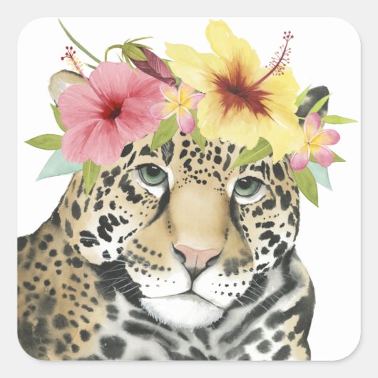 Tropical Halo | Sweet Cheetah Vierkante Sticker (Voorkant)