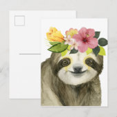 Tropical Halo | Sweet Sloth Briefkaart (Voorkant / Achterkant)