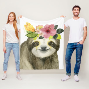 Tropical Halo   Sweet Sloth Fleece Deken