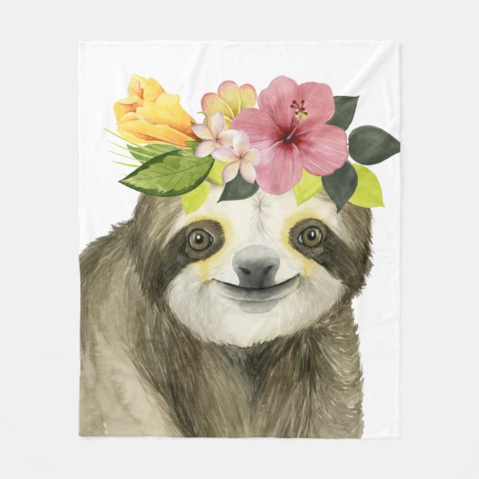 Tropical Halo | Sweet Sloth Fleece Deken (Voorkant)