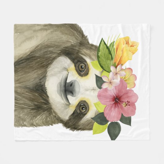 Tropical Halo | Sweet Sloth Fleece Deken (Voorkant (Horizontaal))