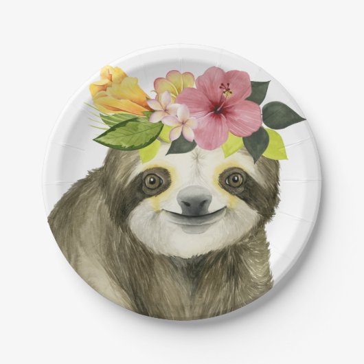 Tropical Halo | Sweet Sloth Papieren Bordje (Voorkant)