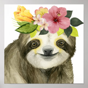Tropical Halo Sweet Sloth Poster