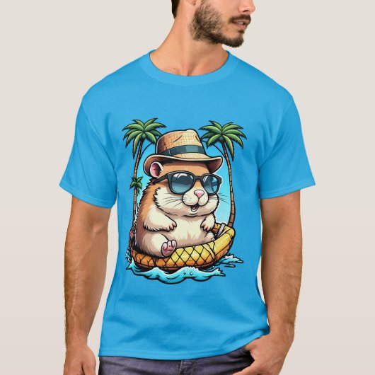 Tropical Hamster in Pineapple Floaty Cute Summer T-shirt (Voorkant)