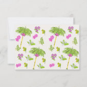 Tropical Hand Drawn Pink and Green  RSVP Kaartje (Achterkant)