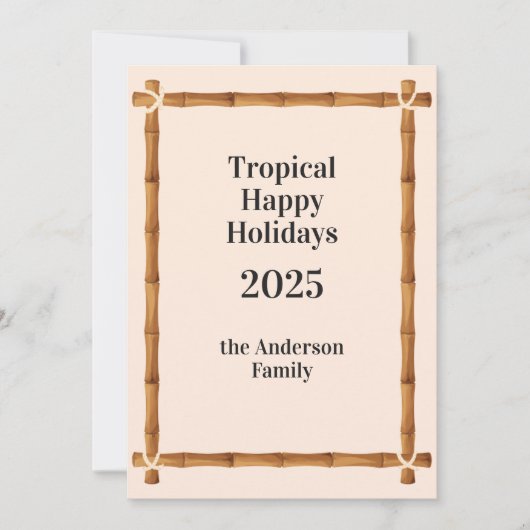Tropical Happy Holidays, Bamboo Frame Feestdagenkaart (Voorkant)