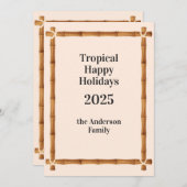 Tropical Happy Holidays, Bamboo Frame Feestdagenkaart (Voorkant / Achterkant)