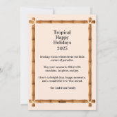Tropical Happy Holidays, Bamboo Frame Feestdagenkaart (Achterkant)