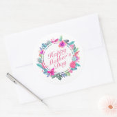 Tropical Happy Moederdag Floral Lijst Sticker (Envelop)