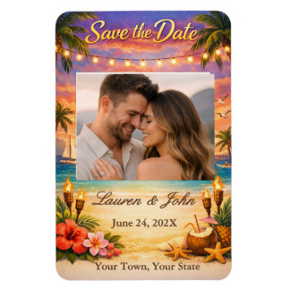 Tropical Harmony Photo Save Date Wedding Magnet Magneet