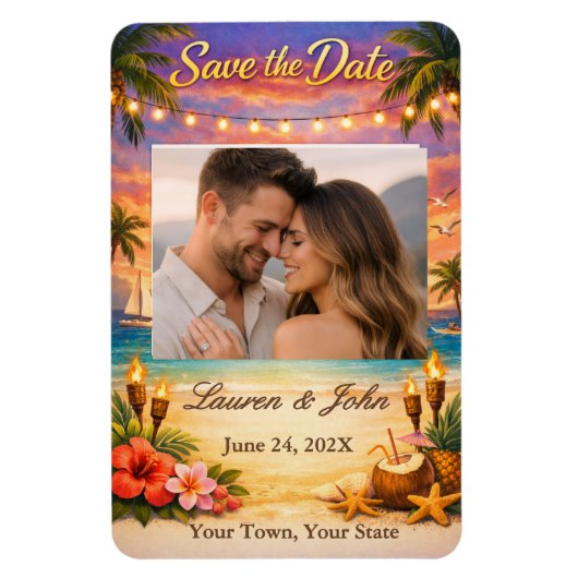 Tropical Harmony Photo Save Date Wedding Magnet Magneet (Verticaal)