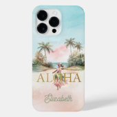 Tropical Hawaii Aloha Hula Meisje Aangepaste iPhon iPhone Hoesje (Achterkant)